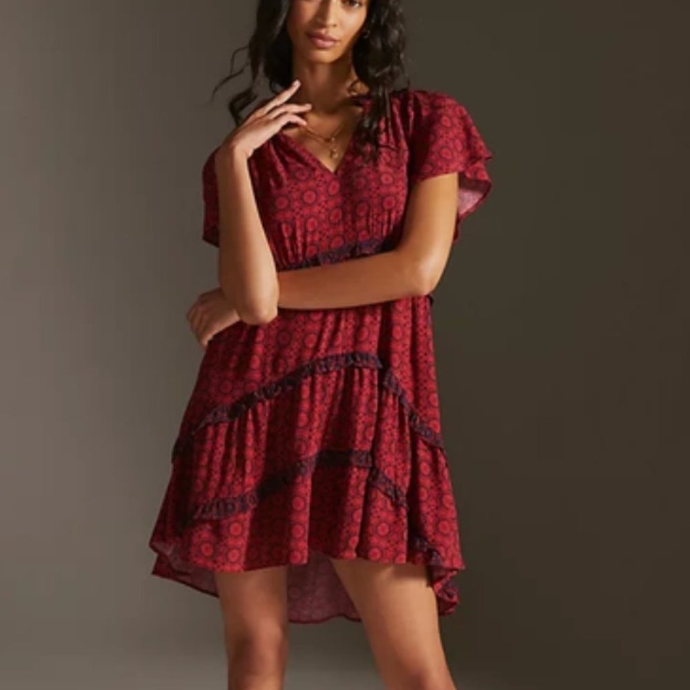 ANTHROPOLOGIE Robin Tiered Mini Dress